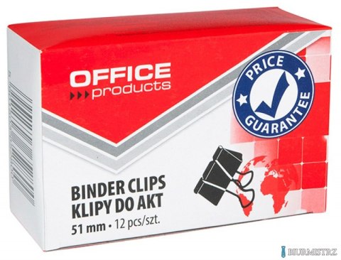 Klipy do dokumentów , 51mm, 12szt., czarne, typu OFFICE PRODUCTS 18095119-05
