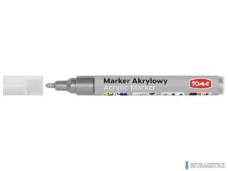 Marker akrylowy, fibrowa końcówka okrągła 2-5mm, srebrny TO-402 Toma