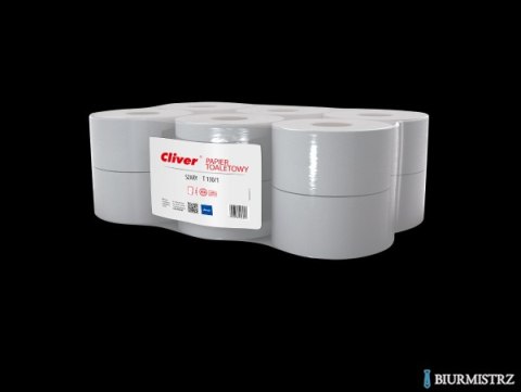 Papier toaletowy CLIVER jumbo 130/1 makulatura szary (opak 12 szt.) 6231