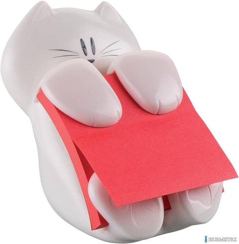 Podajnik do bloczków samoprzylepnych POST-IT Kotek biały, w zestawie 1 bloczek Super Sticky Z-Notes