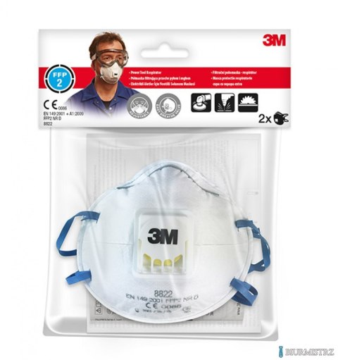 Półmaska ochronna z zaworkiem 3M Cool Flow FFP2 (8822), przeciw pyłom i mgłom
