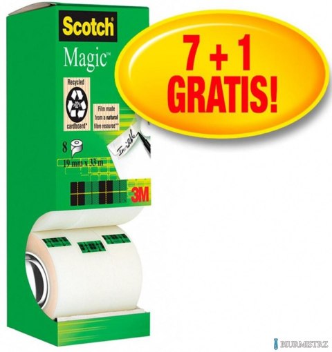 Taśma biurowa SCOTCH_ Magic_ (9-1933R8), matowa, 19mm, 33m, 7szt., 1 rolki GRATIS