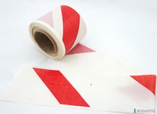 Taśma ostrzegawcza 80mm x 100m biało-czerwona nieprzylepna