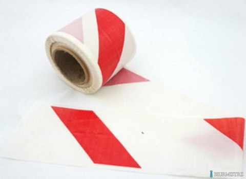 Taśma ostrzegawcza 80mm x 100m biało-czerwona nieprzylepna