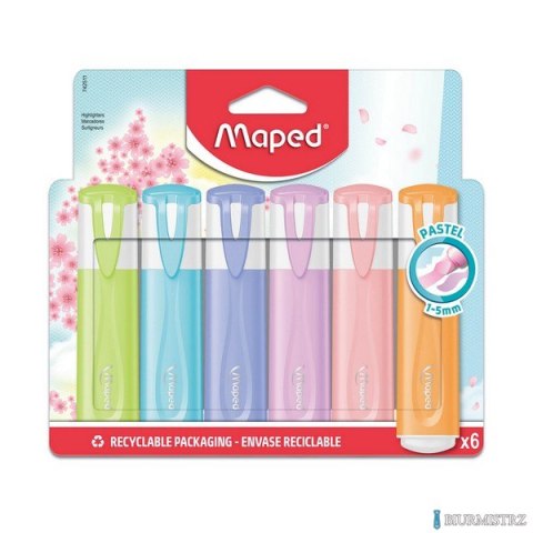 Zakreślacz Classic New Pastel mix kolorów 6 szt kartonowe etui 742511 Maped