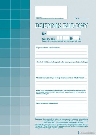 603-2Z Dziennik budowy 120stron A4 Michalczyk i Prokop