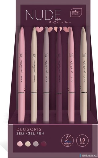 Długopis żelowy NUDE SLIM 1,0 mm mix kolor INTERDRUK