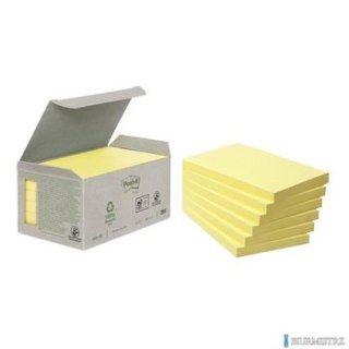 Ekologiczne karteczki samoprzylepne Post-it_ z certyfikatem PEFC Recycled, Żółte, 76x76mm, 6 bloczków po 100 karteczek,