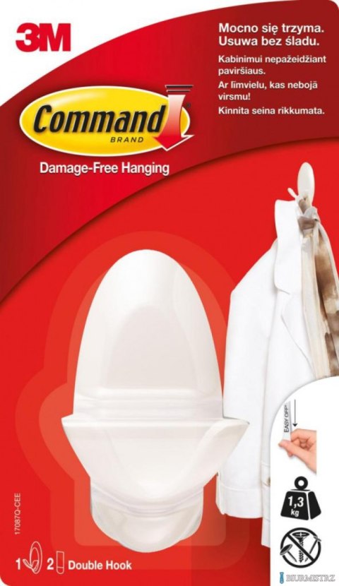 Hak łazienkowy COMMAND_ (17087), podwójny, duży, biały