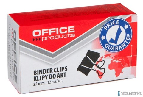 Klipy do dokumentów , 25mm, 12szt., czarne, typu OFFICE PRODUCTS 18092519-05