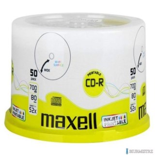 Płyta MAXELL CD-R 700MB 52x (50szt) PRINTABLE, white, do nadruku, cake 624006
