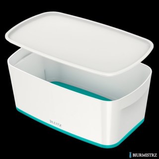 Pojemnik_ MyBox mały z pokrywką, biało-turkusowy 52291051
