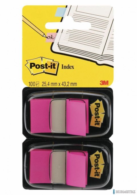 Zakładki indeksujące POST-IT_ (680-BP2EU), PP, 25,4x43,2mm, 2x50 kart., jaskraworóżowe