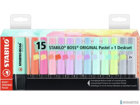 Zakreślacz STABILO BOSS Pastel podstawka 15 szt 7015-02-5