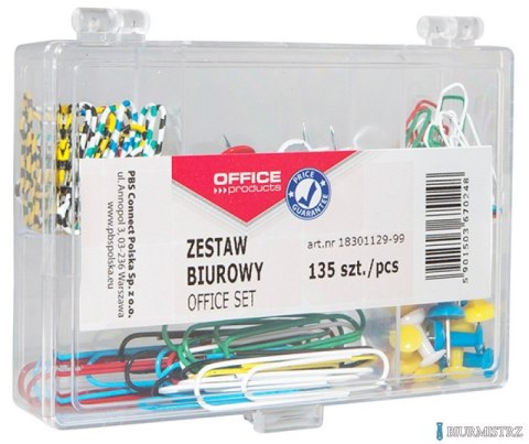 Zestaw biurowy (pinezki i spinacze) , mix 135szt., typu OFFICE PRODUCTS 18301129-99