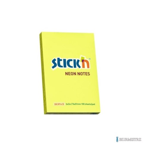 Bloczek STICKN 76x51mm żółty neon 100k 21132