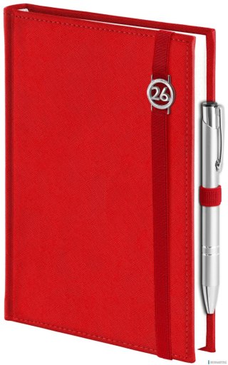 Kalendarz Piko z gumką czerwony z ażurową datówką B5 tygodniowy z notesem WOKÓŁ NAS