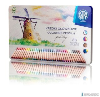 Kredki z drewna cedrowego w metalowym pudełku Astra Prestige 36 kolorów, 312117003
