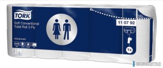 Papier toaletowy TORK Premium, 3 warstwy, kolor biały, makulatura, 19,4m, (10 rolek) system T4 110792