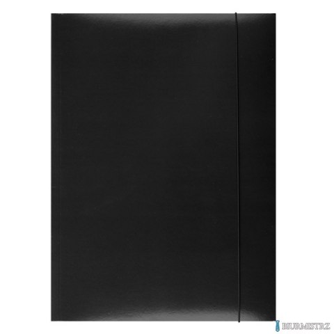 Teczka z gumką OFFICE PRODUCTS, karton/lakier, A4, 350gsm, 3-skrz., czarna 21191141-05