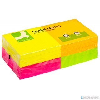 Bloczek samoprzylepny Q-CONNECT Rainbow, 76x76mm, 4x3x80 kart., neon, mix kolorów