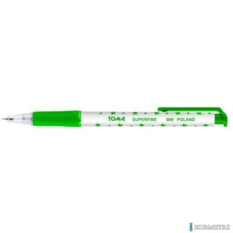 Długopis AUTOMAT SUPERFINE z supercienką końcówką, 0,5mm zielony TO-069 Toma