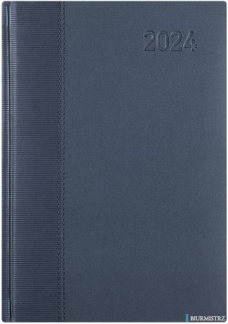 Kalendarz A5 STANDARD książkowy (KS1), 01 - granat staria / trama 2024 TELEGRAPH