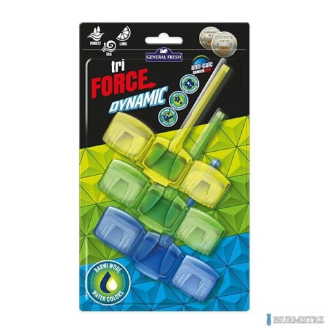 Kostka do WC zawieszka 3x45g TRIO-FORCE DYNAMIK (cytryna, morze, las) GENERAL FRESH 70705