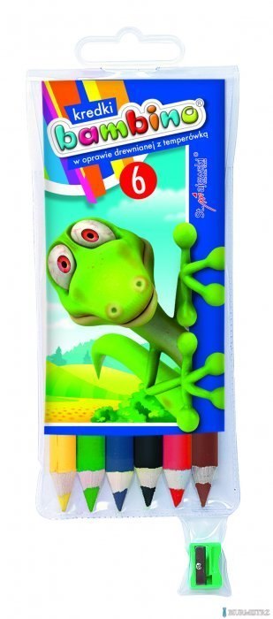 Kredki BAMBINO w oprawie drewnianej z temperówką, 6 kolorów 0232
