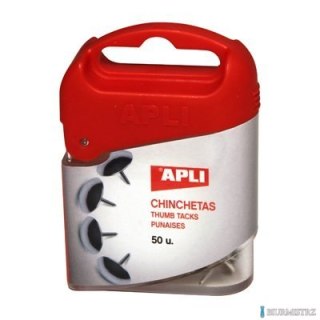 Pinezki niklowane 50szt.APLI 12345 pudełko plastik