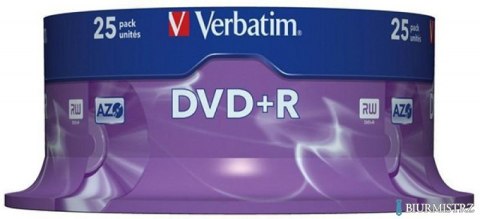Płyta DVD+R VERBATIM CAKE (25) AZO srebrny mat 4.7GB x16 43500