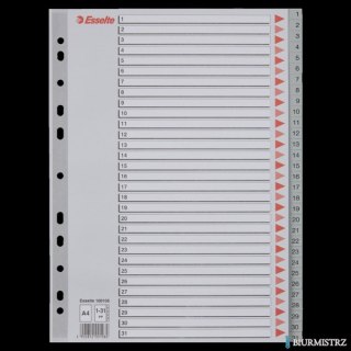 Przekładki plastikowe szare PP A4 1-31 100108 numeryczne ESSELTE