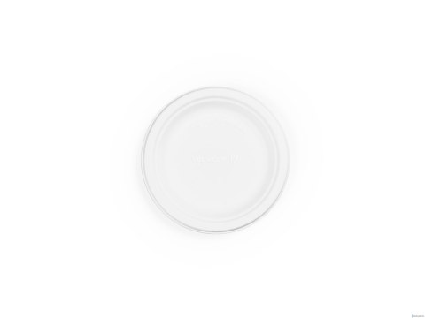 Talerz z trzciny cukrowej, 18cm, biały, op.50 szt. 100% biodegradowalny