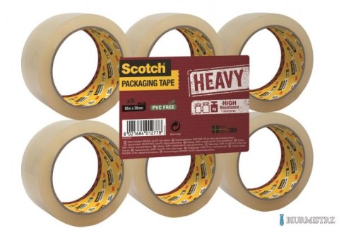 Taśma pakowa do wysyłek SCOTCH HEAVY, BARDZO MOCNA, kauczukowa, 50mm, 66m, transparentna UU005262835