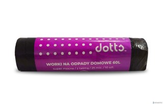 Worki na śmieci z taśmą 60l 10szt. DOTTS super mocne (LDPE) 25mic czarne