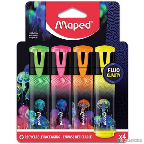 Zakreślacz Deepsea Fluo 4 sztuki kartonowe etui Maped 740710