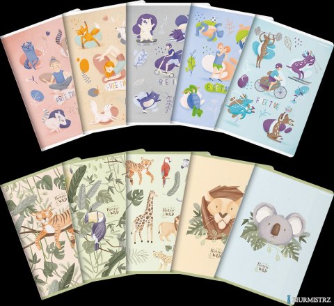 Zeszyt_TOP 2000 FREE&WILD A5 16k 70g mix linia podwójna kolorowa 400157886 SALE