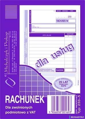 233-5 Rachunek A6 dla zwol.z VAT(usługa) MICHALCZYK i PROKOP