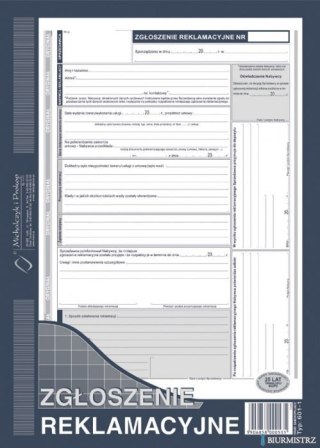 601-1 Zgłoszenie reklamacji MICHALCZYK&PROKOP A4 40 kartek