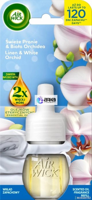 AIR WICK odświeżacz Elektryczny wkład 19 ml Świeże Pranie i Biała Orchidea wkład 18222