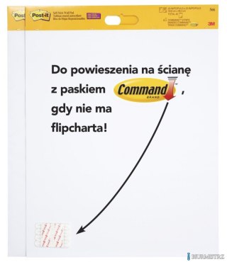 Arkusze konferencyjne Post-it_ Super Sticky, na ścianę, 58,4x50,8cm, 8 paski Command_, 2x20 kart., białe