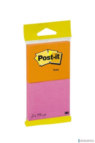 Bloczek samoprzylepny POST-IT_ (6720-PO),76x63,5mm, 2x75 kart., zawieszka, pomarańczowo-różowy
