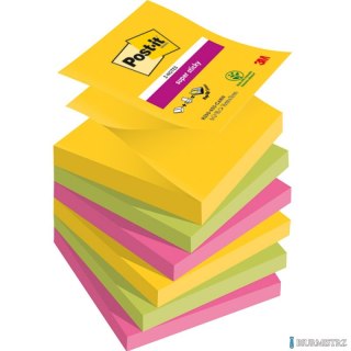 Bloczek samoprzylepny POST-IT Super sticky Z-Notes, 76x76mm, 6x90 kart., CARNIVAL