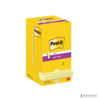 Bloczek samoprzylepny POST-IT Super sticky Z-Notes (R330-12SS-CY), 76x76mm, 12x90 kart., żółty