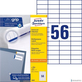 Etykiety uniwersalne 3668 52,5 x 21,2 100 ark. Trwałe, Avery Zweckform (X)