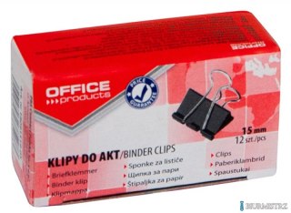 Klipy do dokumentów OFFICE PRODUCTS, 15mm, 12szt., czarne 18091519-05