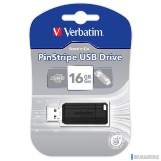 Pamięć Pendrive VERBATIM 16GB USB 2.0 czarny PINSTRIPE 49063