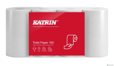 Papier toaletowy, małe rolki KATRIN Toilet 160, 2W, 112966, opakowanie: 8 rolek