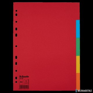 Przekładki karton A4 5 kart ESSELTE 100199 kolorowe bez karty opisowej