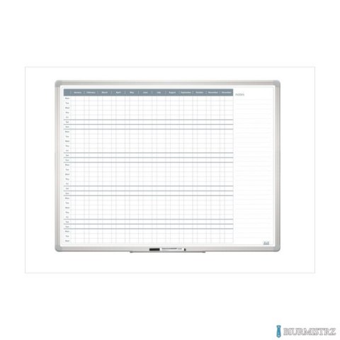 Tablica planer roczny 120 x 90 cm, rama aluminiowa, TP008 2x3